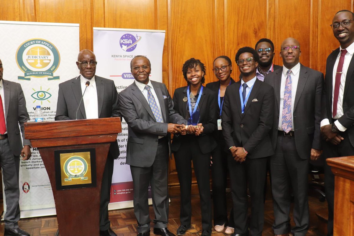 Kenyajudiciary's tweet photo. President of the Court of Appeal, Justice Daniel Musinga,  officially closed the 2026 Kenya National Rounds of the Manfred Lachs Space Law Moot Court Competition, marking the conclusion of a highly engaging and competitive event that brought together top law students from across the country.

Strathmore University emerged as the overall winner, demonstrating exceptional advocacy and a strong command of space law. Kabarak University and Jomo Kenyatta University of Agriculture and Technology (JKUAT) were named first and second runners-up, respectively.

The competition continues to play a vital role in nurturing legal talent and advancing interest in the specialized field of space law, while fostering academic excellence, critical thinking and global legal awareness among participants. @DiscoverJKUAT @StrathU @lawkabarak
