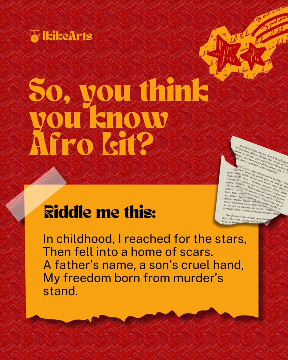 IkikeArts's tweet photo. Quick riddle for the lovers of African literature.

You can do this! https://t.co/xBrZ08cFkm