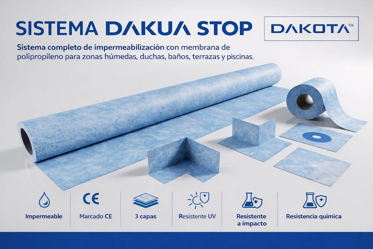 JaenClima's tweet photo. 💧 Sistema DAKUA STOP de DAKOTA

✔️ Impermeable
✔️ Resistente
✔️ Certificado

Ideal para baños, terrazas y más.

📍 Consíguelo en Jaén Clima

#Impermeabilizacion #Construccion #JaenClima https://t.co/R4ROTCPkW3