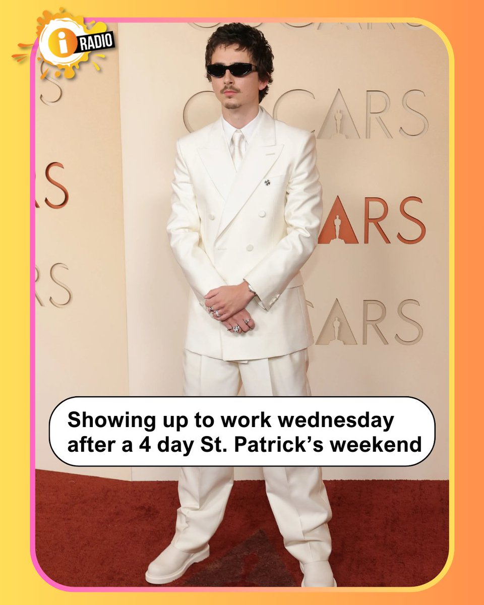 ThisisiRadio's tweet image. Sending out a welfare check to anyone feeling a bit rough in work after the long St. Patrick's Day Weekend 🇮🇪🫡

#StPatricksDay #Work #Colleagues #TimotheeChalamet