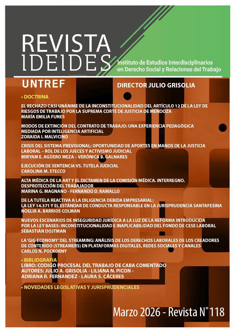 REVISTA IDEIDES 118. MARZO 2026. Director: Julio Grisolia
- LEELA COMPLETA ACÁ revista-ideides.com
- 700 doctrinas nacionales e internacionales
- LOS 118 NUMEROS CON ACCESO GRATUITO revista-ideides.com