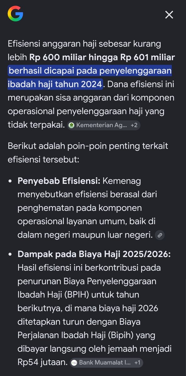 AhlulQohwah's tweet photo. Memang ganjil. Pelaksanaan haji kuota terbanyak (241 ribu jamaah) yg efisien (efisiensi anggaran mencapai 600M berkat penghematan komponen operasional layanan umum) dan sukses (indeks kepuasan 88,2, kategori sangat puas menurut BPS), tapi dianggap merugikan negara https://t.co/qHuHiKLOTK