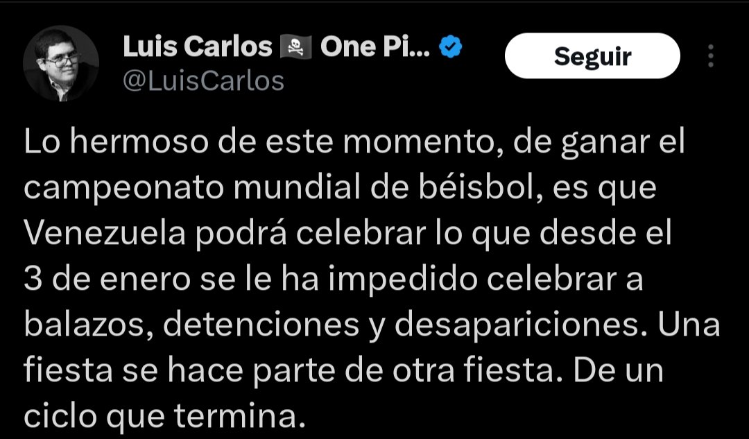 Solo unos pocos enfermos podrían haber estado esperando por celebrar que Estados Unidos bombardeara a su propio país.

Una vez más el hecho histórico y la belleza deportiva le queda grande al extremismo.

#VenezuelaCampeón
