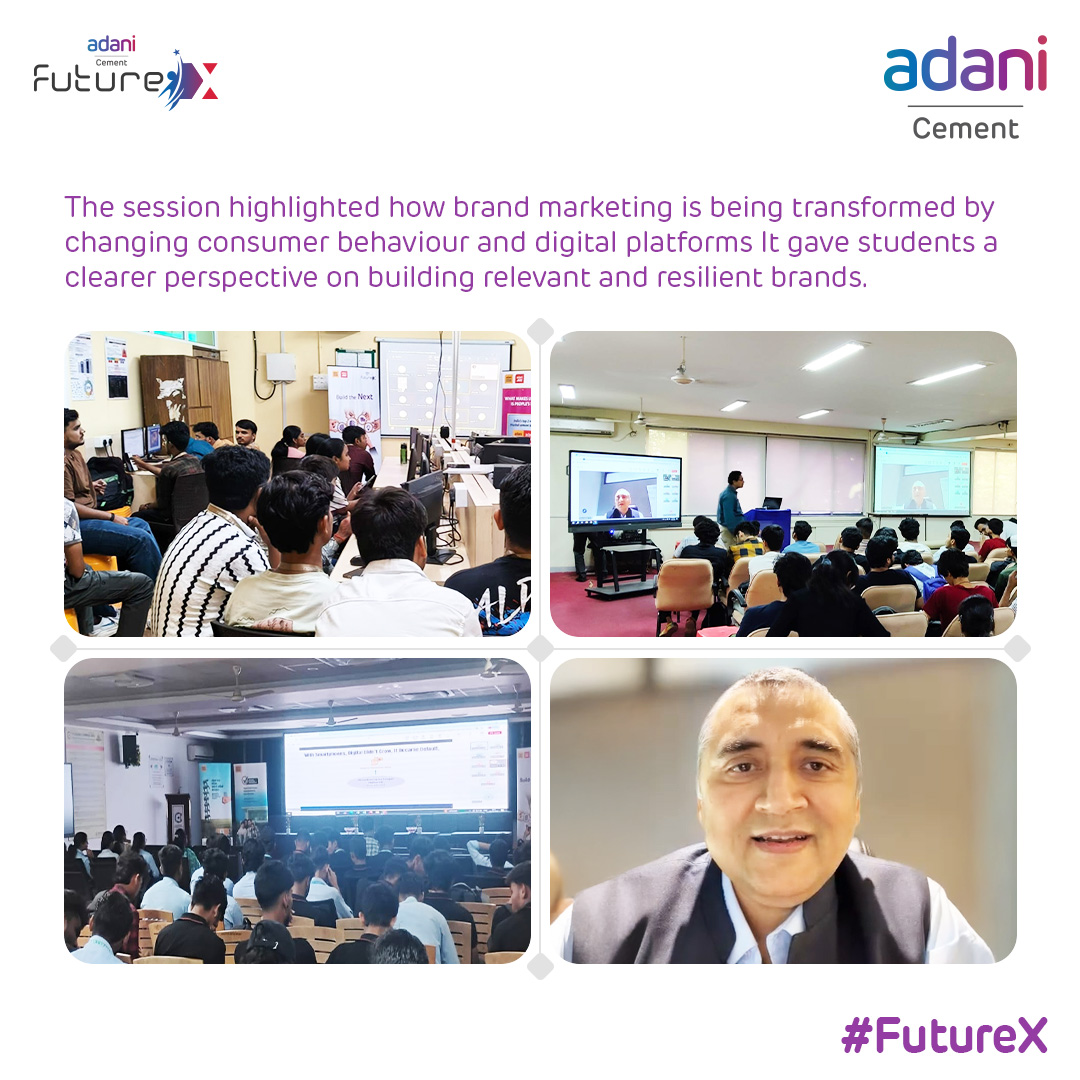 AdaniCement_'s tweet photo. Empowering minds through #FutureX. 5,000+ students joined Mr. Aroop Chatterjee to explore marketing’s shift: reach to relevance, messaging to meaning, awareness to impact, bridging theory with real-world brand building.
#ThisIsAdaniCement https://t.co/2VqsPsnWtf