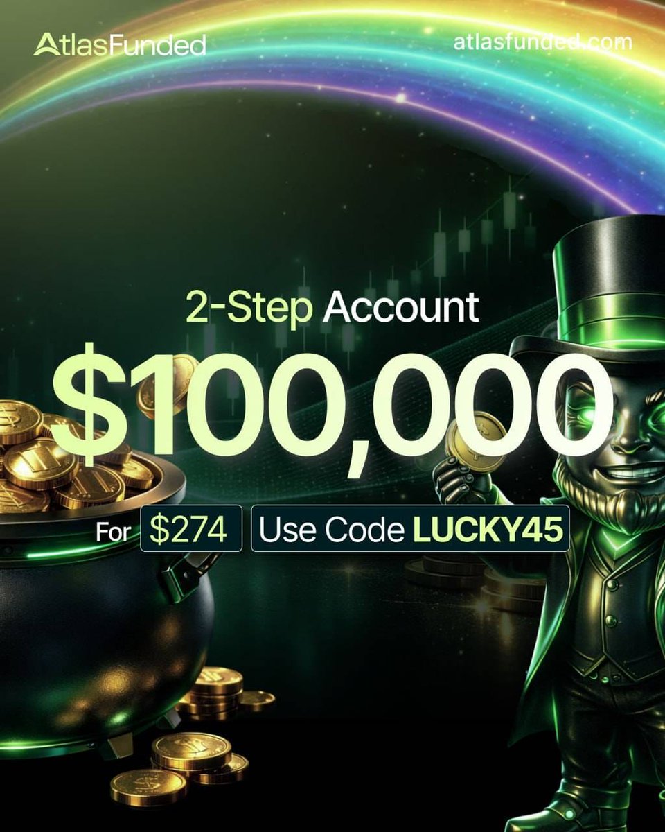 $100K Evaluation for Just $274! 🔥  

Take advantage of this limited-time offer: Get 45% OFF and receive a FREE account after your first payout.  

Use code LUCKY45 at checkout. 
atlasfunded.com/?afmc=sirtuns

Hurry - this offer ends soon! ⏳