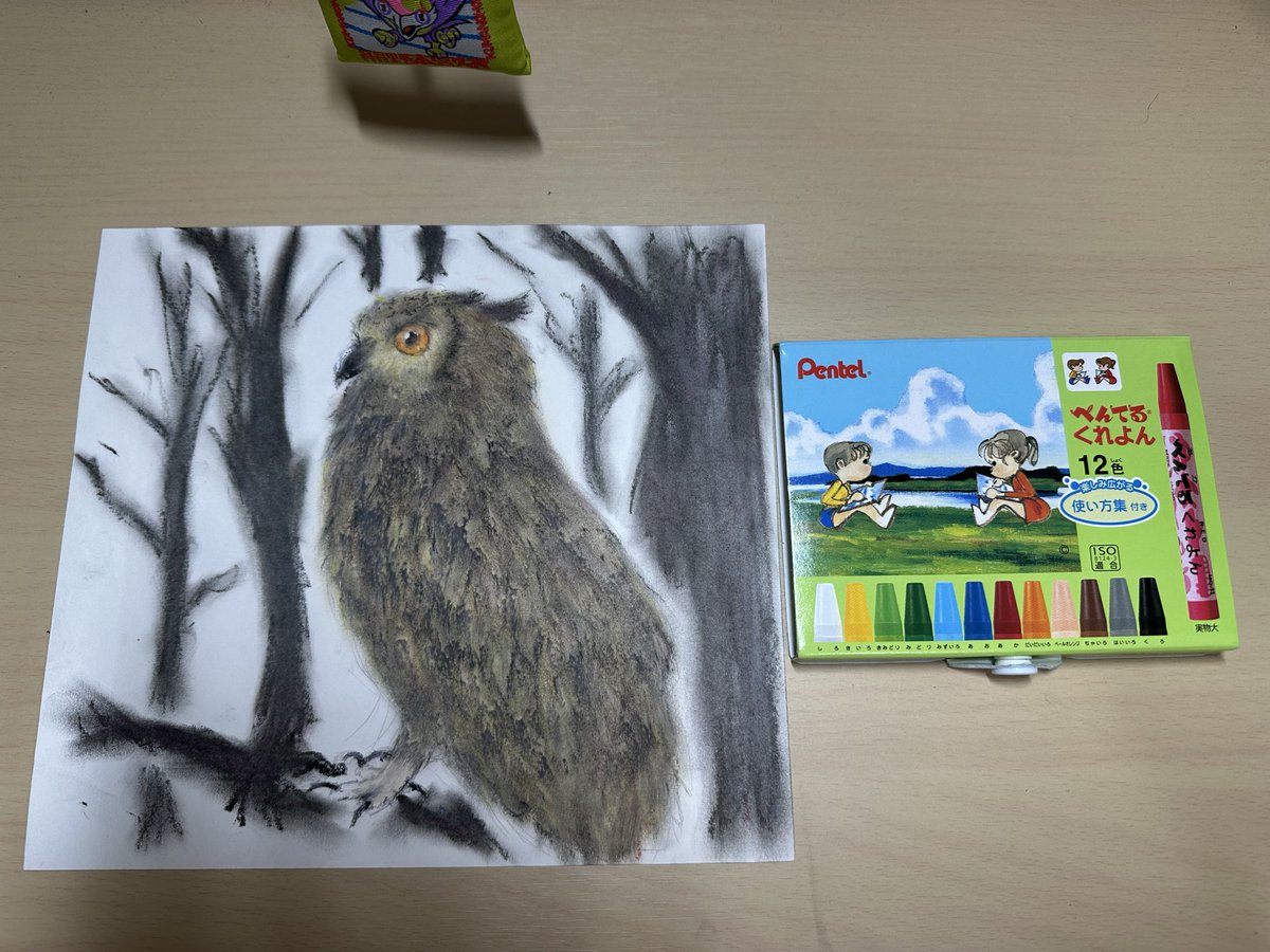 suzusuduki's tweet photo. 会社のイベント用に、画材毎に絵を描くというミッション中。ボールペンとクレヨン。久々に動物描いたけど、なんかいろいろ忘れてるもんだなぁと https://t.co/UIwUvFJAh2