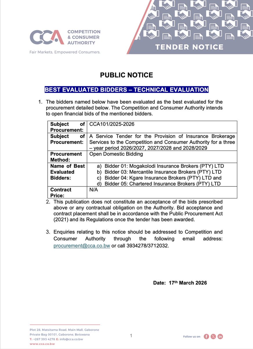 Competition & Consumer Authority Botswana tweet media