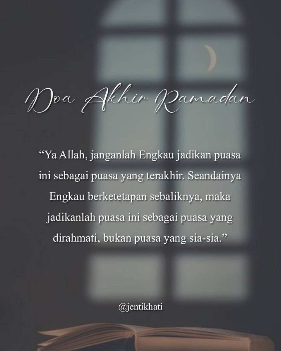 Doa Akhir Ramadan ✨🤲

Ya Allah, jangan Kau biarkan Ramadan pergi tanpa meninggalkan kesan keinsafan di hati-hati kami.

Ya Allah, jangan biarkan Ramadan pergi tanpa membawa himpunan amal dan doa kami.