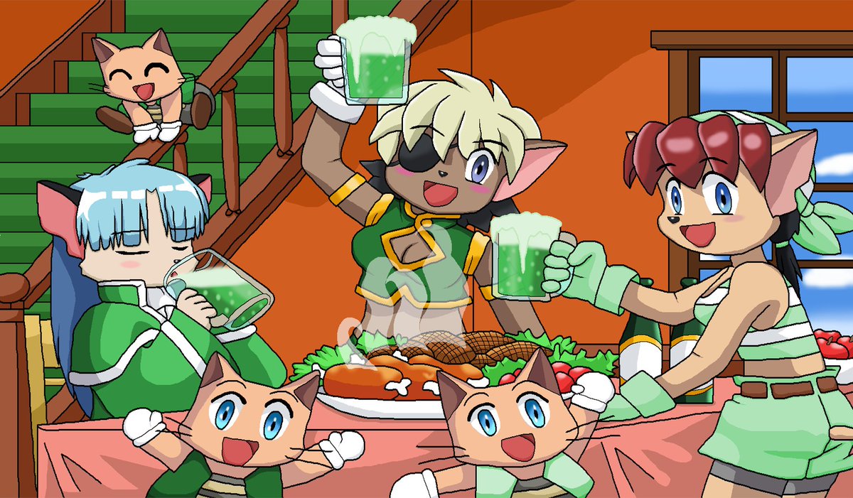 Alicia  Flare and Stare Pris sisters wears green clothes. enjoy the drink. (St. Patricks Day 2026🍀) #TailConcerto #テイルコンチェルト