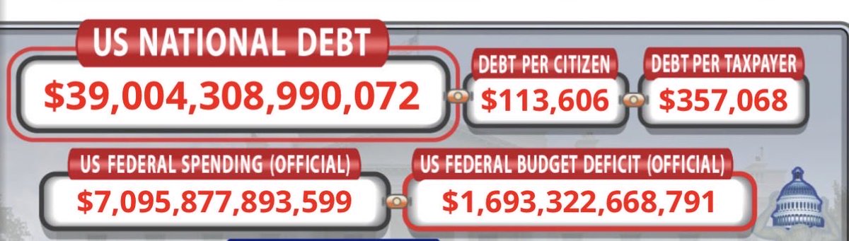 ErinEMalone's tweet photo. 5 trillion has been added to the National Debt since I wrote Intro to Bitcoin 2 years ago. 💸 https://t.co/1hzqaFExXe