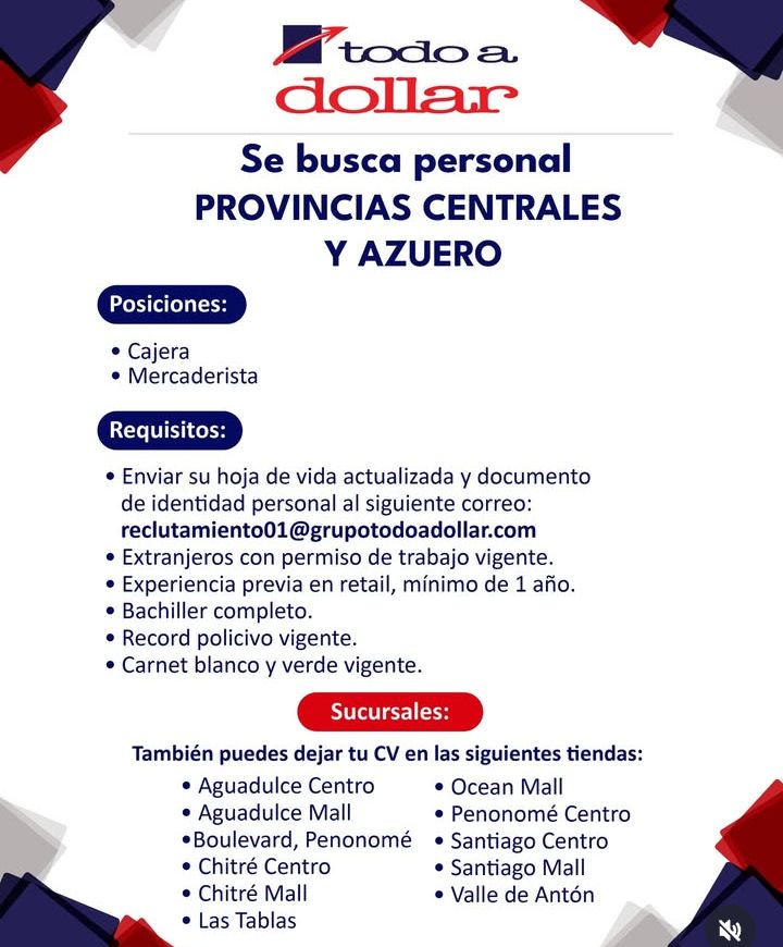 EmpleosCocle's tweet photo. Vacantes disponibles https://t.co/A5SjAcRDmS