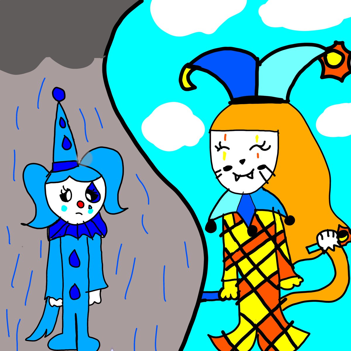 BeckLuiza24650's tweet image. Pierpressed🩵
Arlequífeine🧡
#FrowningCrittersAU #Catfeine #Dogpressed 
#TheAdventuresOfBuratino