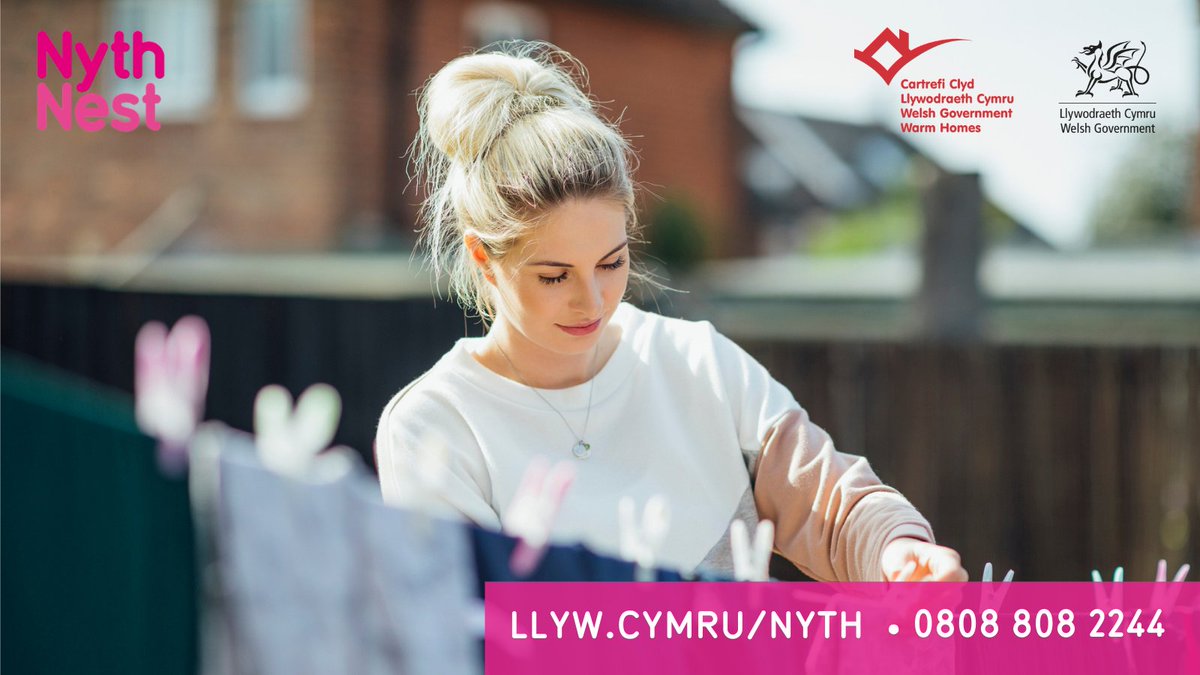 NythCymru's tweet photo. Wrth i’r tywydd gynhesu, mae sawl ffordd o arbed ynni ac arian er mwyn helpu i ostwng eich biliau.

Fel diffodd dyfeisiau’n llwyr, diffodd goleuadau diangen a rhoi’r dillad ar y lein yn lle defnyddio’r sychwr.

I gael awgrymiadau ar arbed ynni ffoniwch rhadffôn 0808 808 2244. https://t.co/qFq2QhzC4B