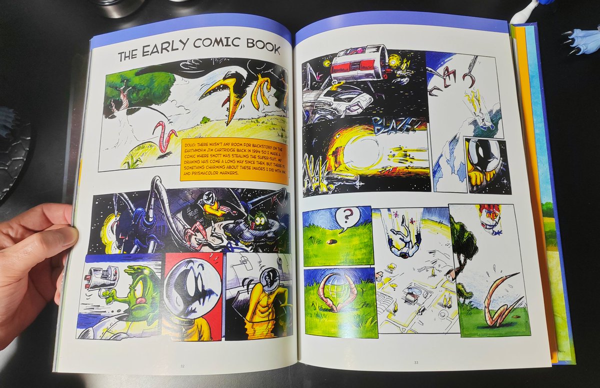 Pixel_2_Pixel's tweet image. Groovy, madafakas! 🪱 Conseguí el libro del Making of de #EarthwormJim. 20 dólares puesto en casa 🍆