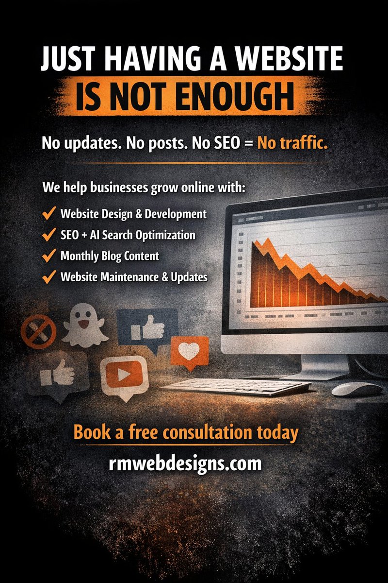 rm_webdesigns's tweet photo. A website alone won’t grow your business.

No updates. No SEO. No content = no traffic.

We help businesses stay visible with web design, SEO &amp; AI SEO.

🌐 https://t.co/JHQwtAp6wF https://t.co/00Dx32b0Nw