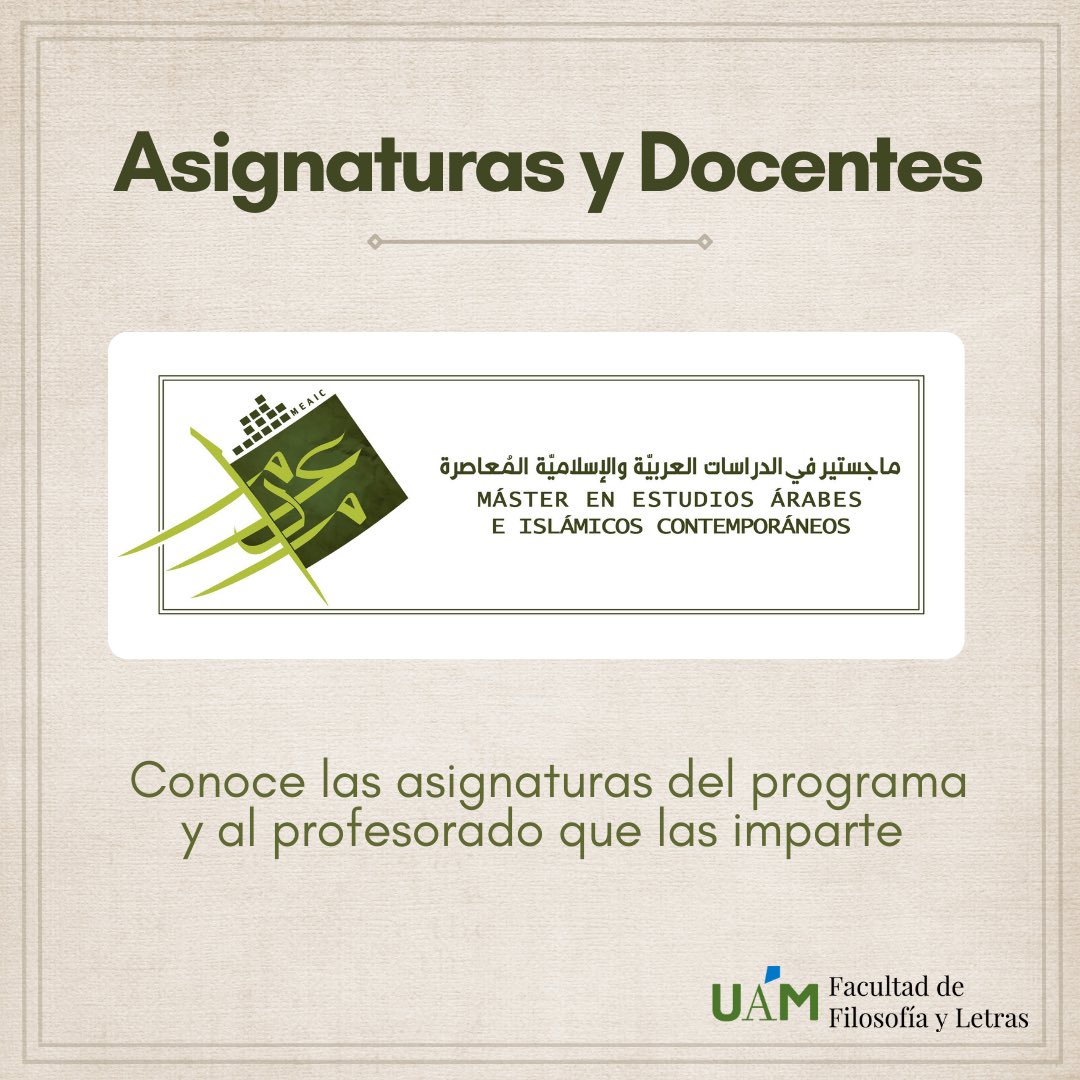 meaic_uam's tweet photo. 📌 Recordamos que el período de inscripción al MEAIC de la UAM se encuentra abierto. 

En este 🧵comenzaremos presentando las asignaturas del programa y al profesorado que las imparte.

🔗 Más información sobre el proceso de inscripción: 
https://t.co/krYewgnPkV https://t.co/dTA91Gne84
