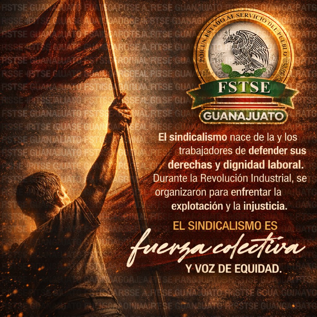 FstseGto's tweet photo. El sindicalismo no es un privilegio, ¡es una conquista! Cada derecho que hoy tenemos se construyó con lucha, valentía y unión.

No somos espectadores del cambio, ¡somos protagonistas!

¡Presente, fuerte y despierto!

#OrgulloSindical #FuerzaColectiva https://t.co/RPaKa8Ug3i
