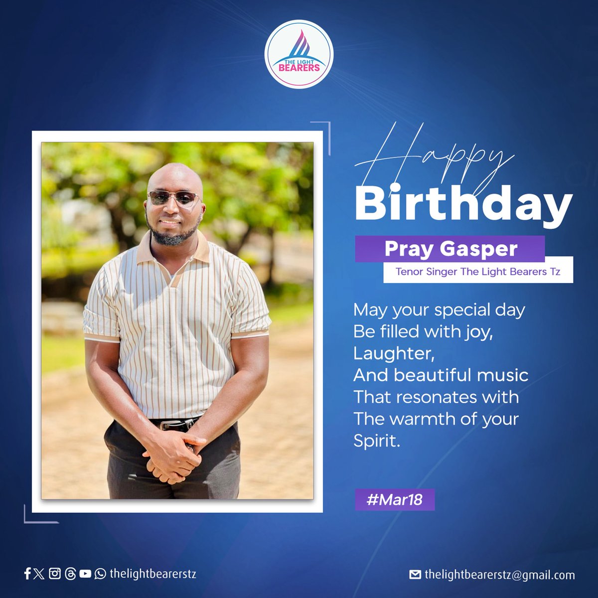 Lightbearerstz's tweet image. Happy Birthday to our fellow Tenor Singer, Pray Gasper @praygasper_ 🎶 🎉✨

Wishing you endless joy, laughter, and blessings in the year ahead. 

#thelightbearerstz #thelightbearerstzfriends #LB26 #LBTv #LBUpdates