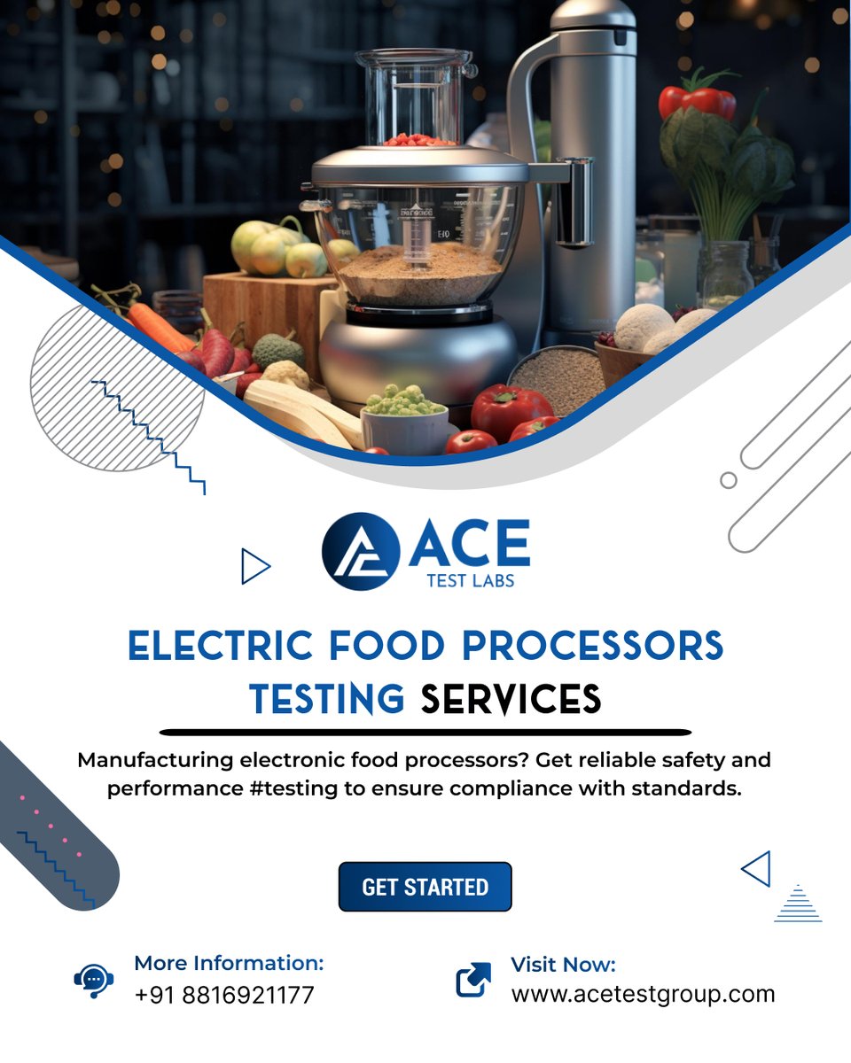 AceTestLabs's tweet image. Manufacturing electronic #foodprocessors? Get reliable safety and performance #testing to ensure compliance with standards.
.
☎️+91 8816921177
🌐Visit Us: bit.ly/4hsBrqz
.
#electronicfoodprocessor #foodprocessortest #foodprocessortesting #testinglabs #kitchenappliances