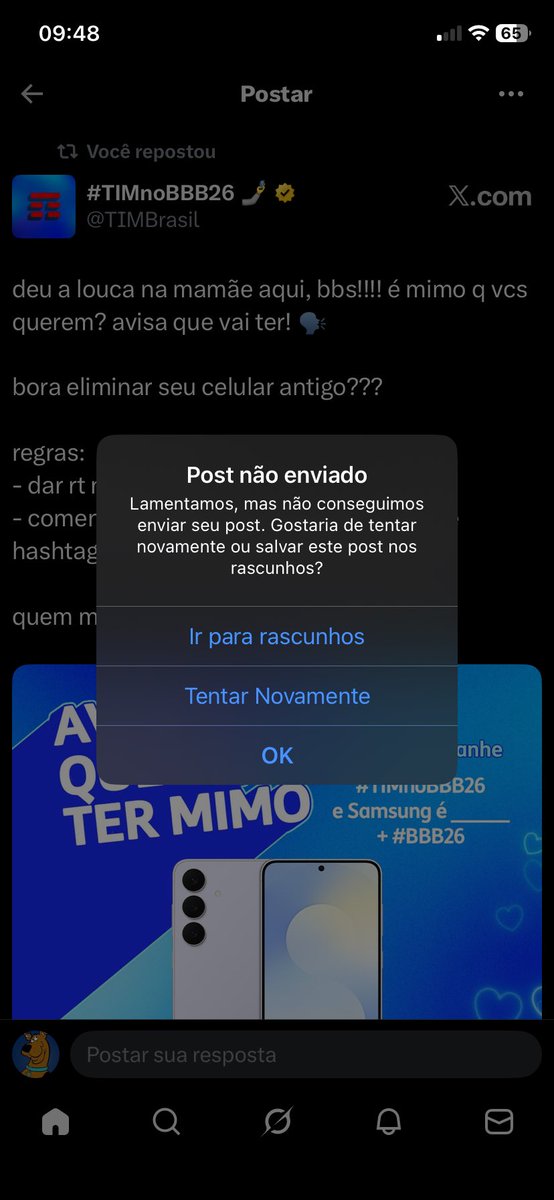 estão tentando me calar, faz alguma coisa <a href="/TIMBrasil/">TIM Brasil</a> não estou mais conseguindo comenta no post do s25 fe 😭😭😭😭😭