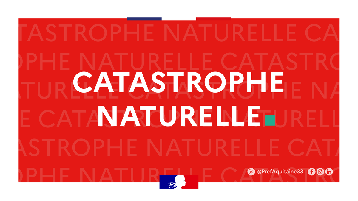 PrefAquitaine33's tweet photo. #CATNAT | Reconnaissance de l’état de catastrophe naturelle au titre des mouvements de terrains différentiels consécutifs à la sécheresse et à la réhydratation des sols en Gironde pour l’année 2025.
✅15 communes sont concernées
ℹ️L’arrêté portant reconnaissance de l'état de catastrophe naturelle a été publié au journal officiel de ce jour. Les sinistrés ont 30 jours pour déclarer leur sinistre auprès de leurs assureurs.
En savoir plus sur https://t.co/XGUOVFsRgs