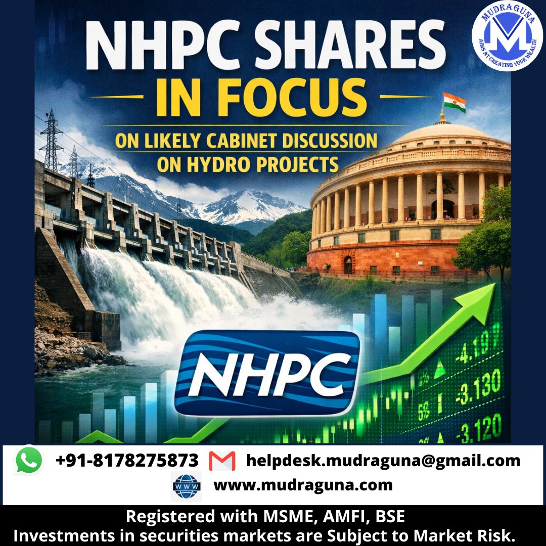 MudragunaF's tweet photo. 📊📰 NHPC shares in focus on likely Cabinet discussion on hydro projects.
▶️ The proposed scheme aims to promote small hydro power projects and strengthen clean energy generation in the country.
#mudraguna #news #stockmarket #NHPC #HydroProjects #cleanenergy https://t.co/8iycfu5qSa