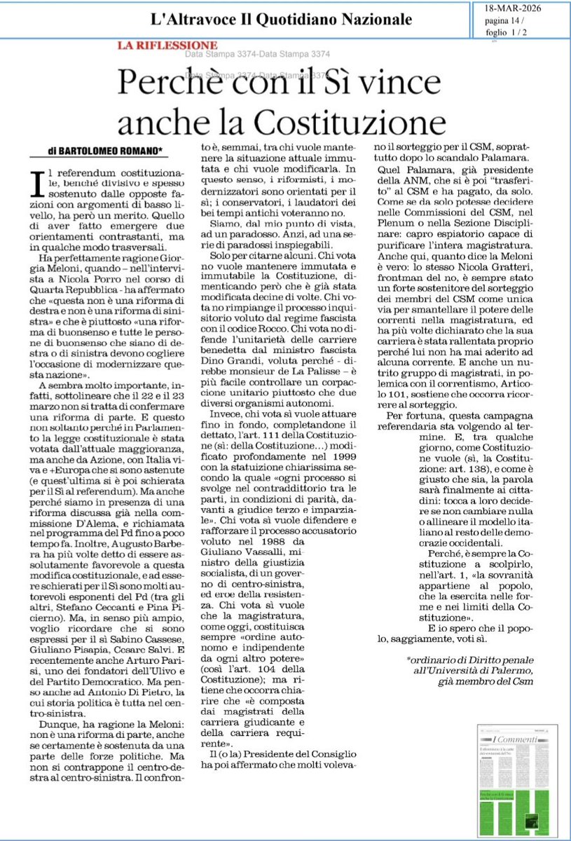 Prof. Avv. Bartolomeo Romano tweet media