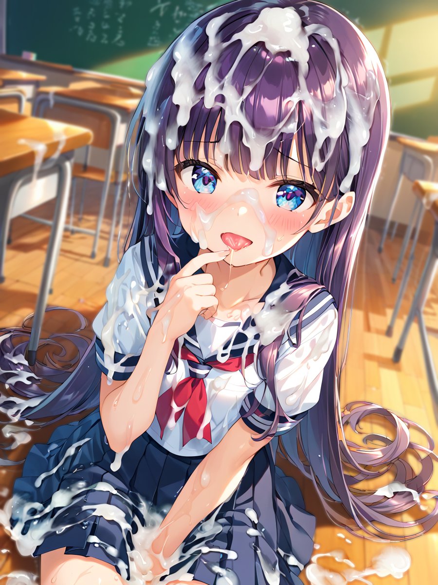 セーラー服にザーメンぶっかけ 