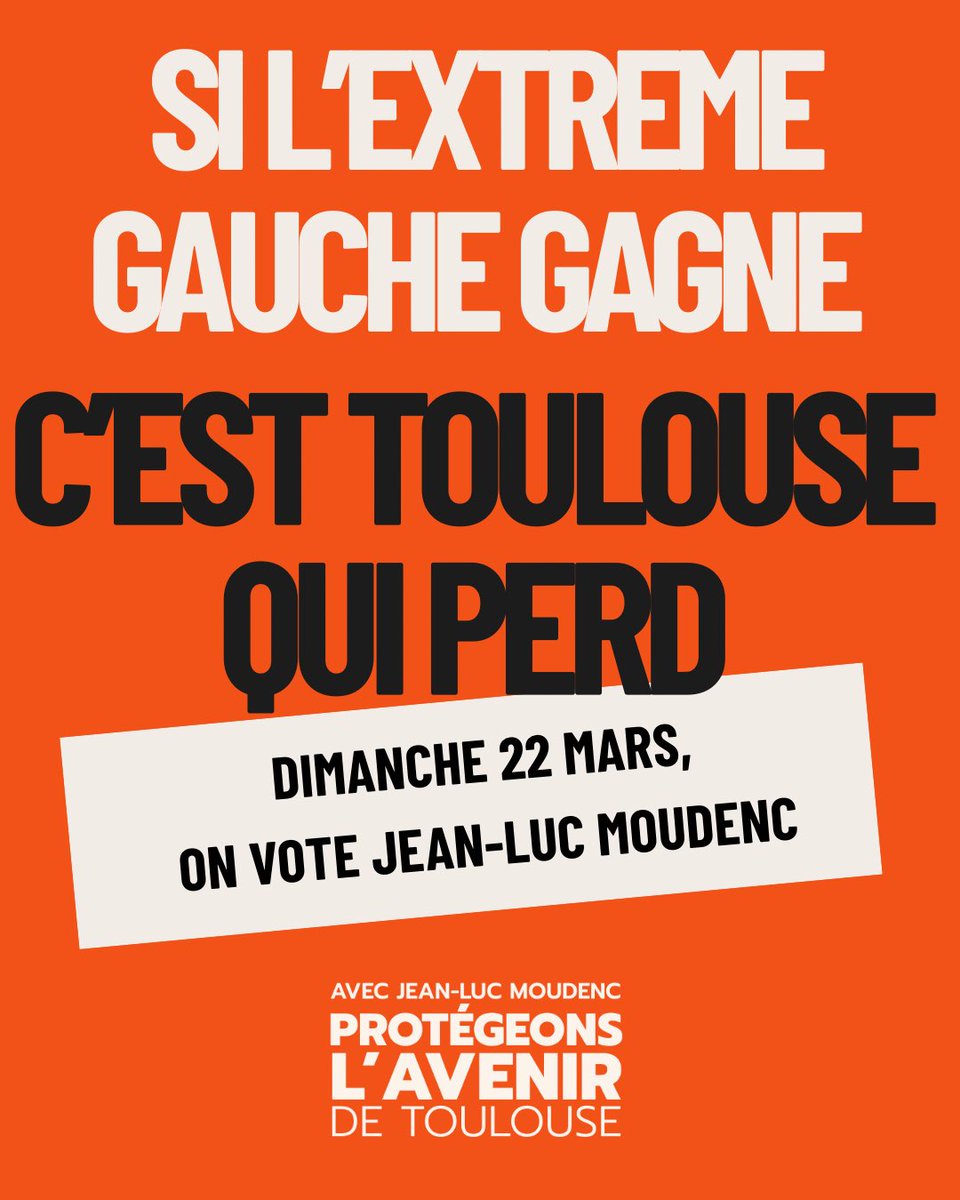 Si c’est cette alliance de la honte qui gagne, c’est Toulouse qui perd !

Ce dimanche, mobilisons-nous et mobilisons nos proches pour voter <a href="/jlmoudenc/">Jean-Luc Moudenc</a>.

Quand on a un bon maire, on le garde ! ❤️

<a href="/jmoudenc2026/">Protégeons l’Avenir avec Jean-Luc Moudenc</a>