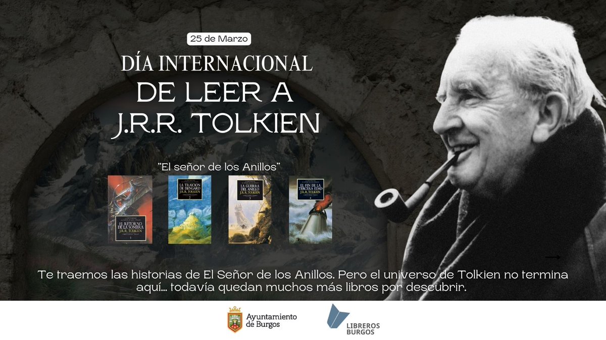 LibrerosBURgos's tweet image. 🧙‍♂️📖 25 de marzo · Día Internacional de Leer a Tolkien. Hoy celebramos al creador de mundos inolvidables📚 Un día perfecto para volver (o llegar por primera vez) a su universo.
#LeerATolkien #TolkienDay #Fantasía #LibrerosDeBurgos #LaTierraMedia #LecturasÉpicas