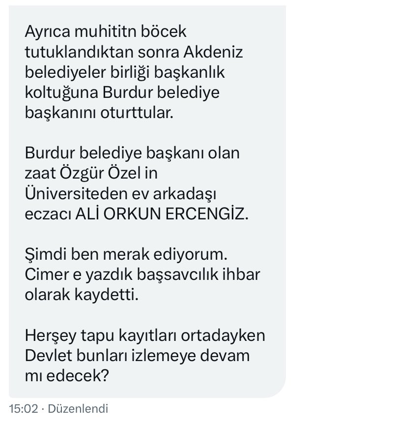 _Devletci_'s tweet photo. Bir vatandaşımız çok vahim iddialarda bulunmuş ve ihbar etmiş. 

Aynı şeyleri cimer’den de ulaştırdığını ve savcılığın ihbar olarak kaydettiğini bildiriyor! 

İncelenmesi gerekir. 

@adalet_bakanlik @abakingurlek https://t.co/I2tNF51xh5