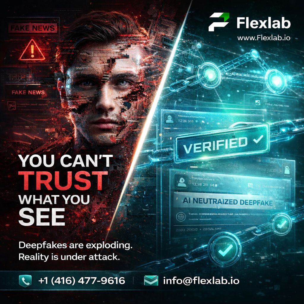 info_flexlab's tweet image. Deepfakes are up 900 percent Year-over-Year, making it impossible to know what is real. 

This trust crisis is ruining lives and markets. Blockchain is the fix, providing an on-chain truth layer to verify media. 

Don't get fooled. Trust the ledger.

#AI #Flexlab