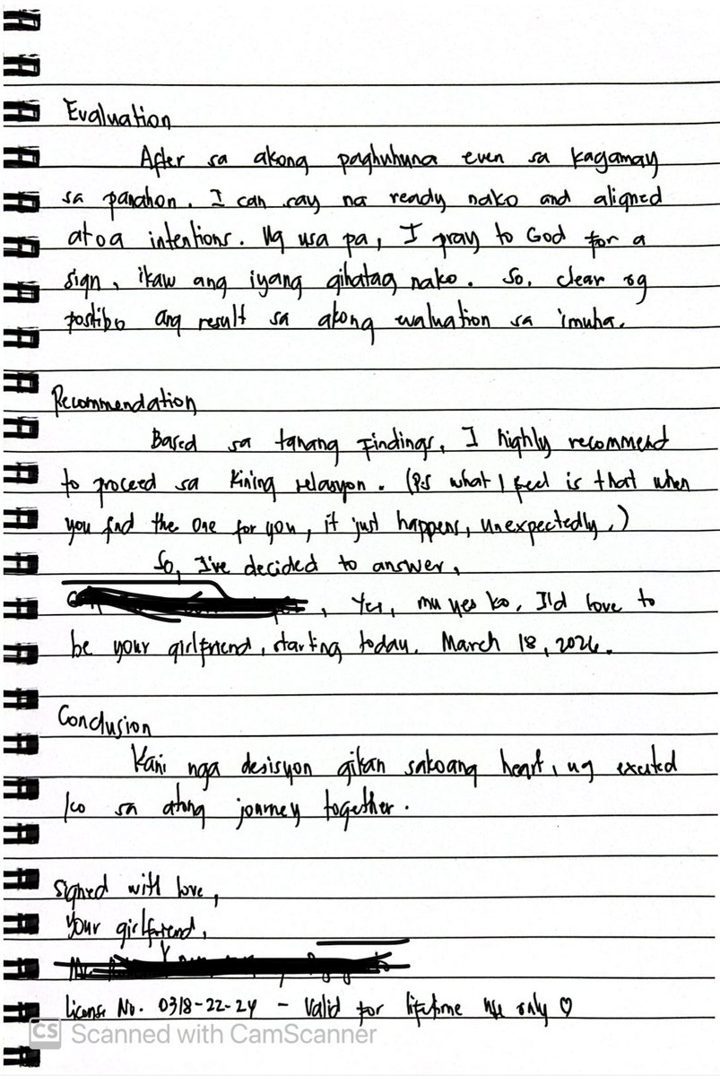 Rolieme22's tweet photo. Here's how i said yes to my manliligaw ✨
Through a handwritten CS Report. https://t.co/3PIF0DcT3r