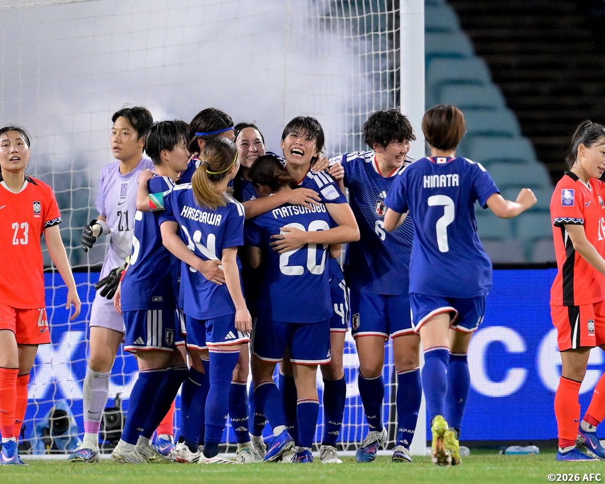 jfa_nadeshiko's tweet photo. 🔹なでしこジャパン🔹

韓国女子代表との準決勝🇯🇵🇰🇷
4-1で勝利し、決勝進出を決めました✨

決勝の相手は開催国のオーストラリア女子代表🇦🇺
王座奪還を目指すなでしこジャパンへ、より一層熱いご声援をよろしくお願いします！❤️‍🔥

#WAC2026 @afcasiancup　
#なでしこジャパン #サッカー日本代表 https://t.co/VkgyD9qaLZ