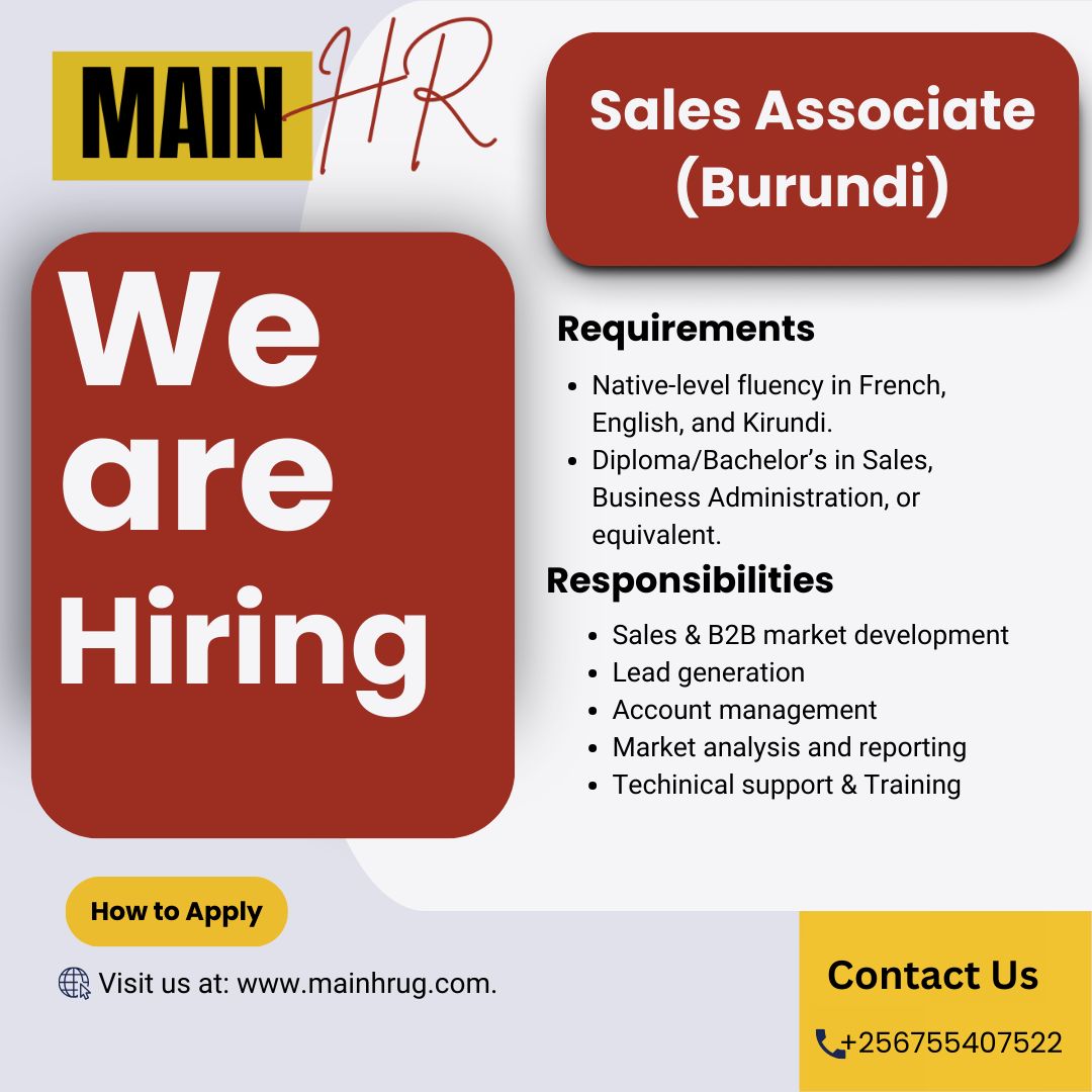 Mainhrconsult's tweet photo. Are you in #Burundi and looking for a #sales Job?
We are hiring, visit our website for a detailed profile 
#hiring #SalesJobs #SalesCareers https://t.co/rStnp4ek3H