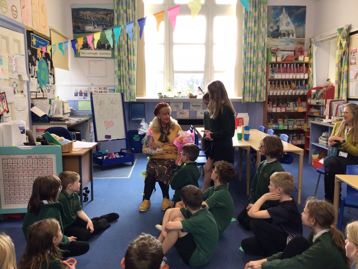 Crathie_School's tweet photo. Birthday celebrations for our Headteacher 🎂💕. Thank you to Greens of Braemar for providing the ingredients for our baking. https://t.co/13k6yw4kWU