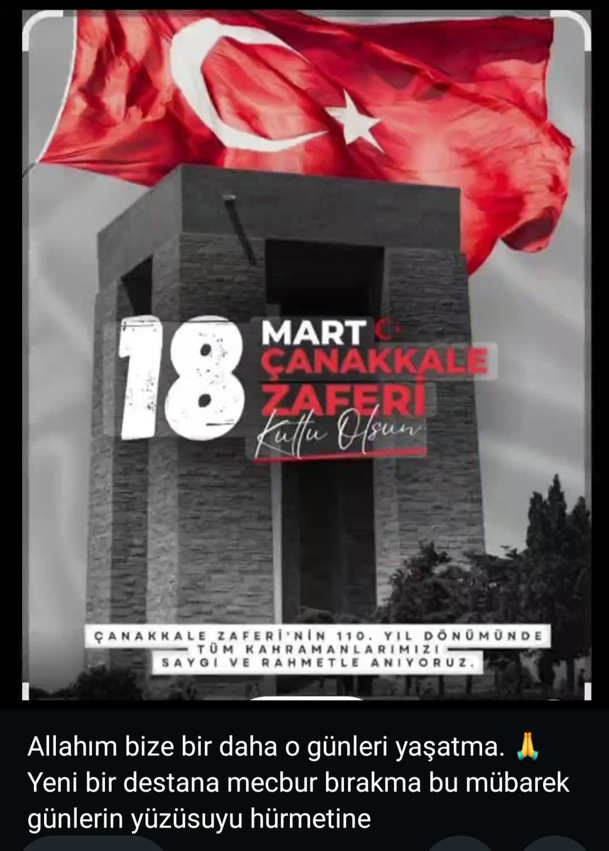 #18MartÇanakkaleZaferi allahım bu millete tekrardan bir destan yazdırmak zorunda bırakma bu mübarek günlerin yüzü hürmetine