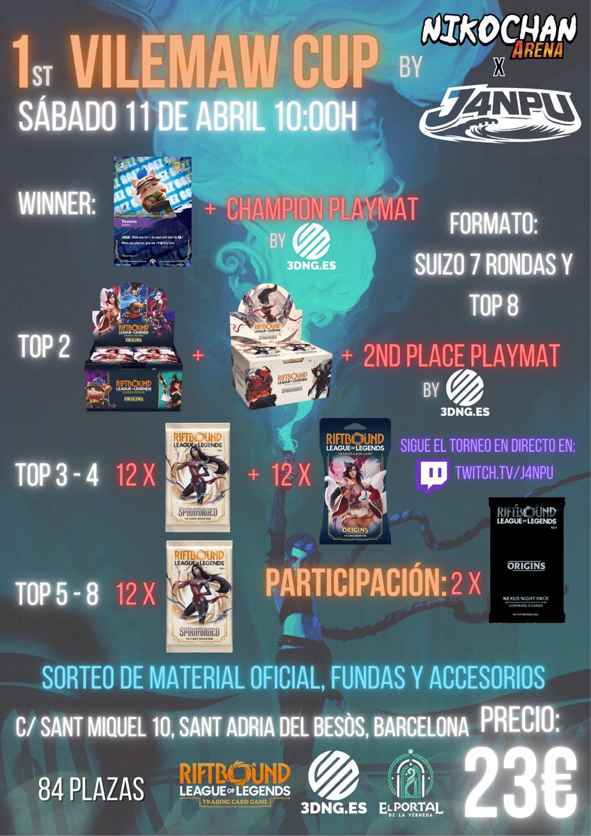 Hoy vengo a enseñar al mundo, como he organizado el mayor torneo (en cuanto a premios) hasta la fecha en Barcelona de #riftbound (entradas SOLDOUT) junto a <a href="/NikochanArena/">Nikochan Arena</a>.