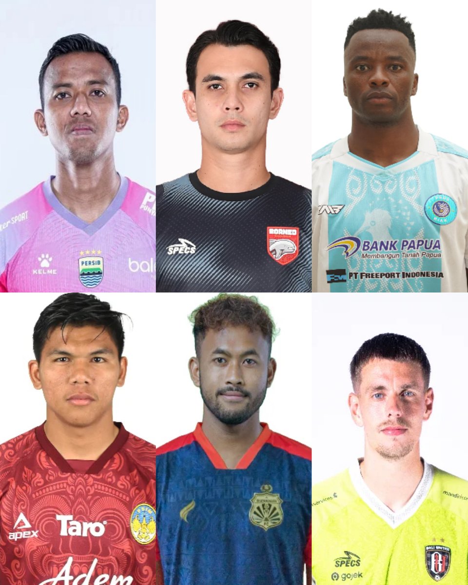 IndosFC's tweet photo. 🔥 GOLDEN GLOVES 🇮🇩ISL 2025/26 RACE

🔵 🇮🇩Teja Paku Alam (32/PSB)
🟠 🇮🇩Nadeo Argawinata (29/BOR)
🔵 🇦🇴Kadu Monteiro (31/BIK)
🔴 🇮🇩Cahya Supriadi (23/JOG)
🟡 🇮🇩Aqil Savik (27/BFC)
🔴 🇳🇱Mike Hauptmeijer (28/BLI)

Berikut diatas adalah kandidat pilihan Kiper Terbaik musim ini versi Indostransfer