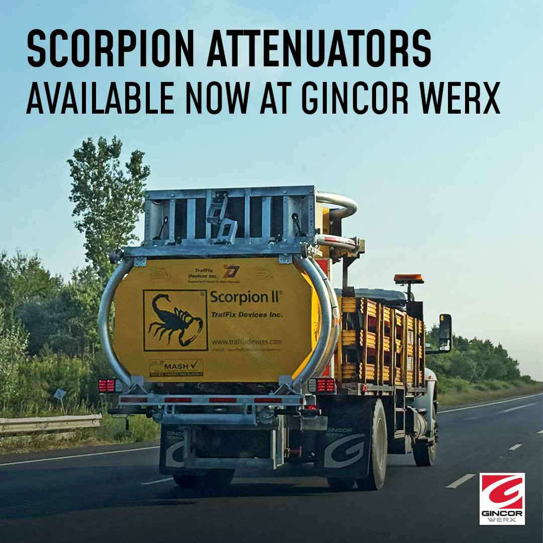 GincorWerx's tweet photo. Scorpion® Attenuators are now available at GINCOR Werx

Built for safety and backed by over 20 years of proven life-saving performance on highways and streets worldwide.

Contact us today to learn more or visit: https://t.co/Ww3QtnGMg1

#scorpion #gincorwerx #Canada https://t.co/UQ7go7KZgS