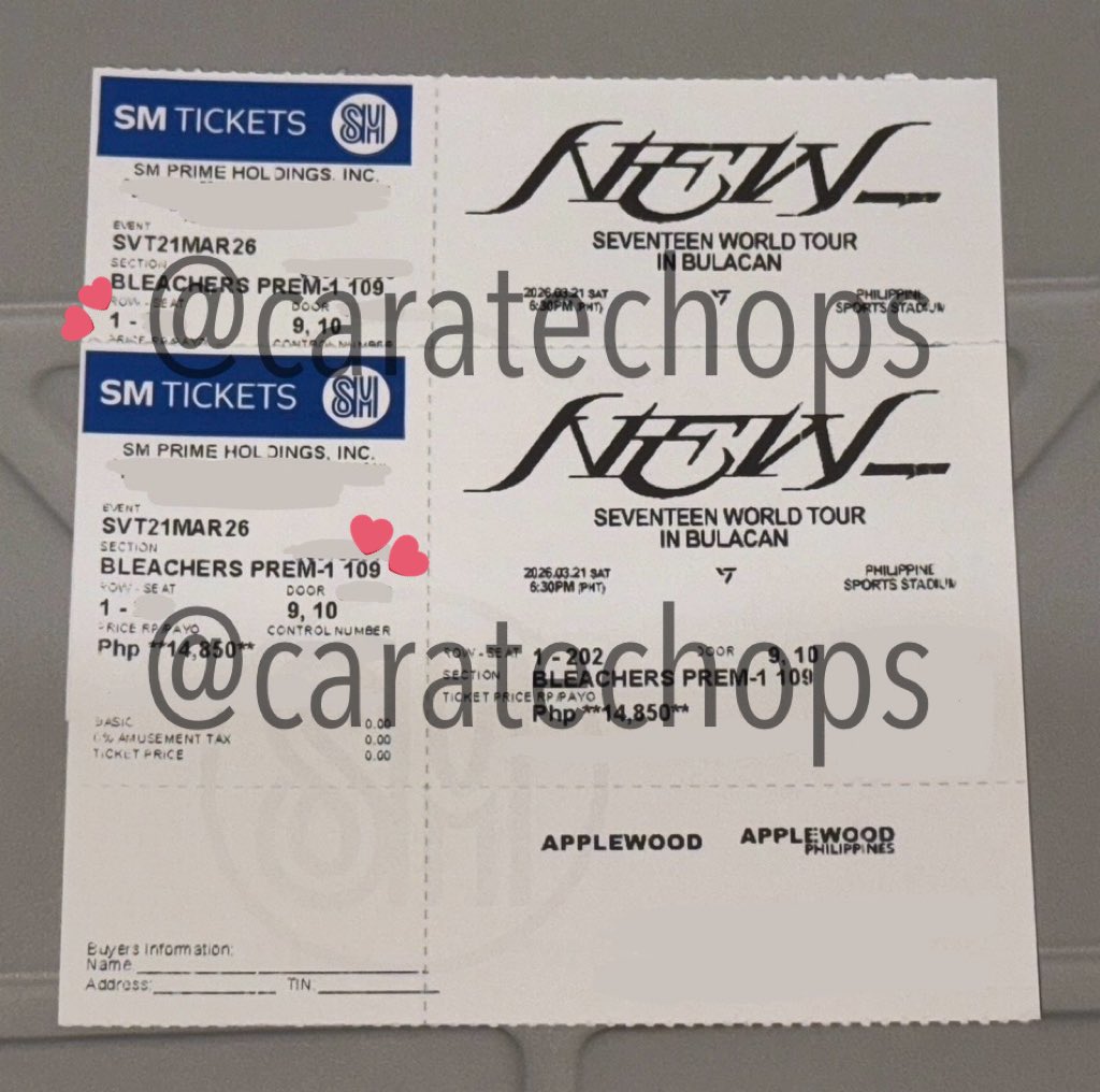 caratechops's tweet photo. wts lfb ic interest check
seventeen new tour bulacan 

(2) Bleachers Prem 109 Row 1
NOT SRP (bought @ 19k each) 
prio taking both
payment upon meetup at smne
sample view in vid ctto

can wtt to low qn vip a / b also (<100)

#SEVENTEEN_NEW_IN_BULACAN
🔖 svt premium tix ph https://t.co/X6sIyVOrJZ