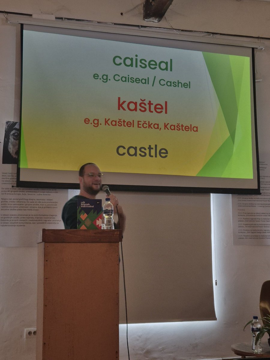 IrelandinSerbia's tweet image. What do Gaeilge 🇮🇪 and Serbian 🇷🇸 have in common? More than you might expect! 

Fascinating lecture at the Belgrade Irish Festival exploring our shared linguistic roots - from caiséal / kaštel to abhainn / reka.

#IrelandinSerbia #StPatricksDay