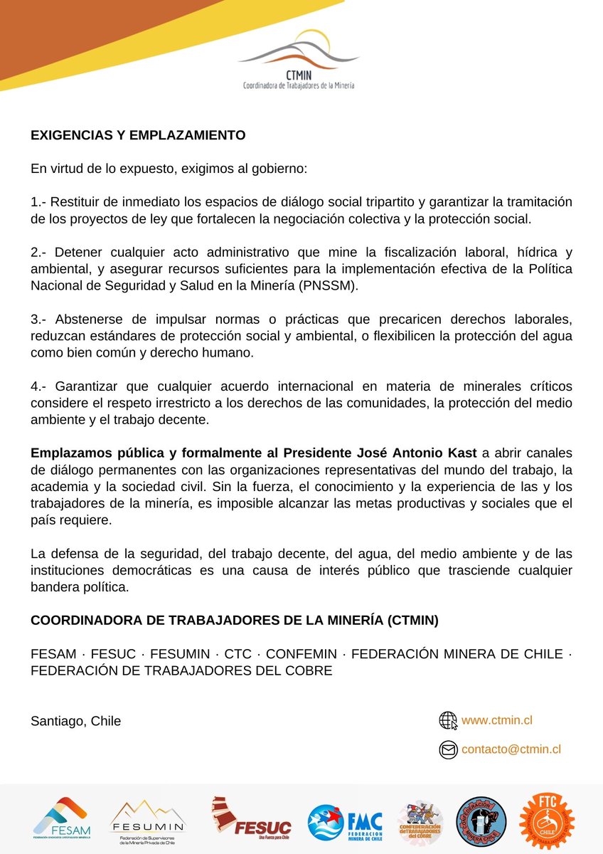Coordinadora de Trabajadores Mineros (CTMIN) tweet media