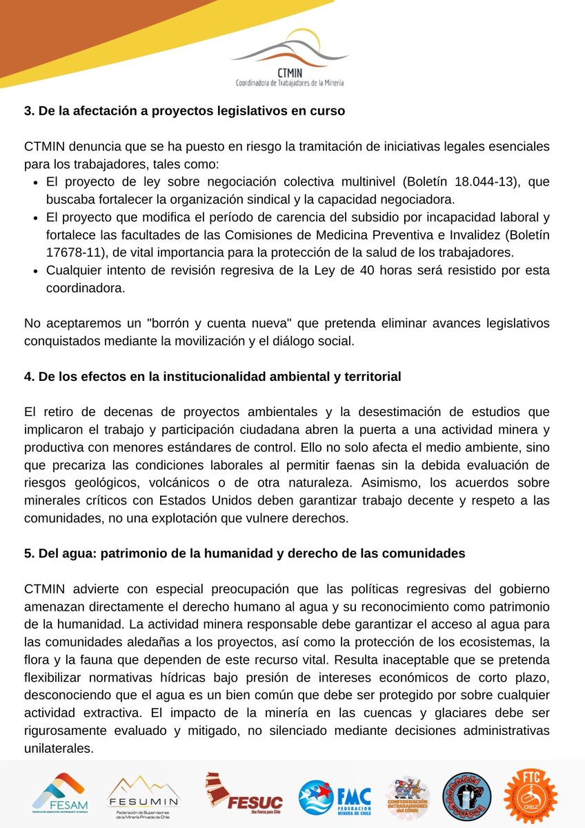 Coordinadora de Trabajadores Mineros (CTMIN) tweet media