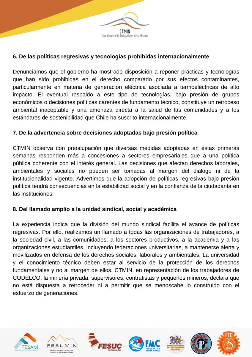 Coordinadora de Trabajadores Mineros (CTMIN) tweet media