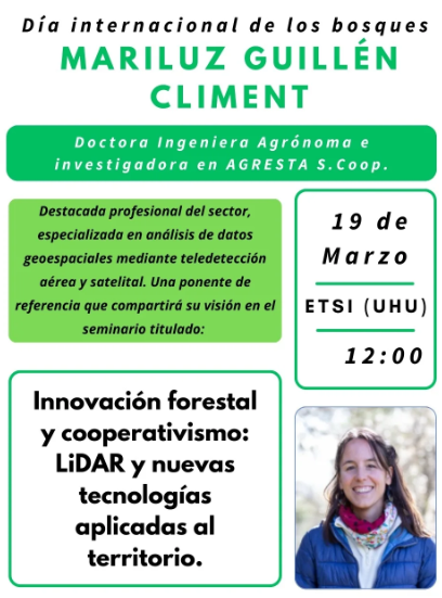agrestascoop's tweet photo. La @UniHuelva organiza una jornada dedicada al #DíaInternacionalDeLosBosques 2026

En uno de los seminarios técnicos participa nuestra compañera Mariluz Guillén:
"Innovación forestal y cooperación: LiDAR y nuevas tecnologías aplicadas al territorio" https://t.co/mItr6X1Yib