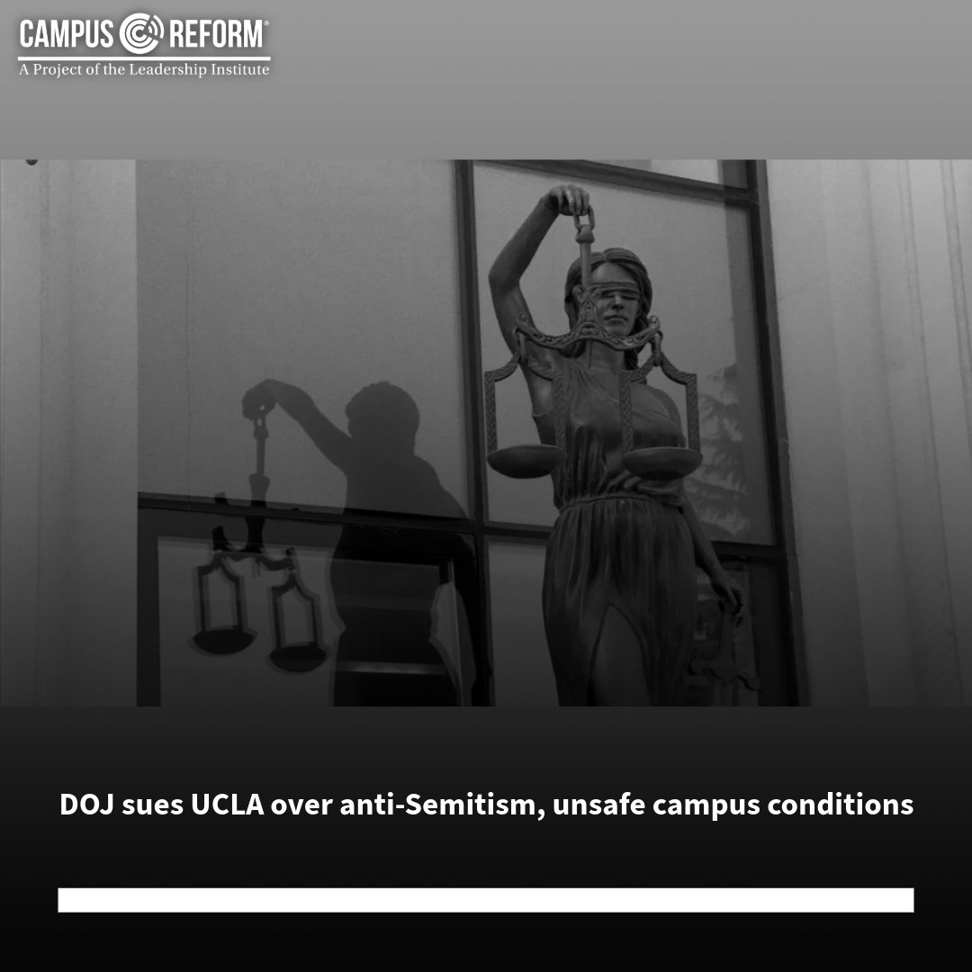 campusreform's tweet image. DOJ sues UCLA over anti-Semitism, unsafe campus conditions

Link in bio or read the story at bit.ly/4sSaP8c

#doj #ucla #civilrights #antisemitism #campusreform