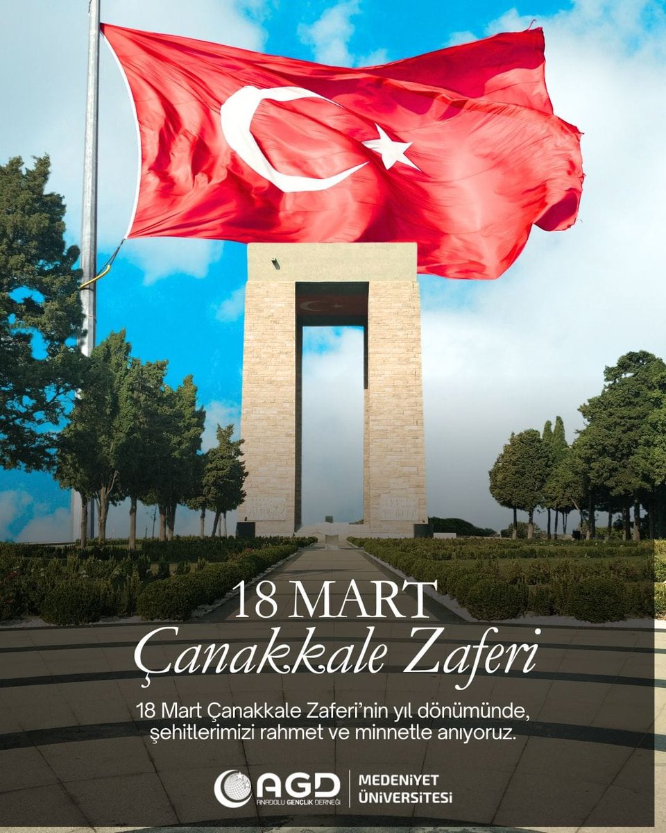 18 Mart Çanakkale Zaferi'nin yıldönümünde şehitlerimizi rahmet ve minnetle anıyoruz.

#milligorusmedeniyettir
#ÇanakkaleGeçilmez