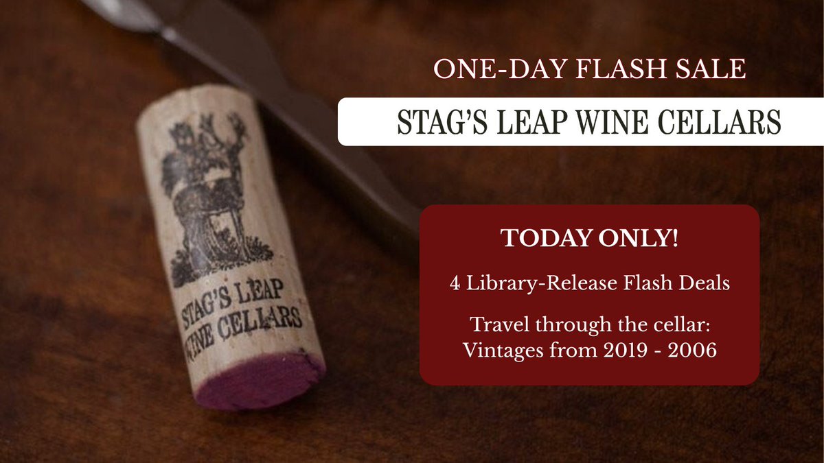 WTSO's tweet image. TODAY: Stag's Leap Flash Sale

⚡️4 Library-Release Flash Deals
🍷 Wines up to 75% off
⌛ Vintages from 2019 - 2006

Shop the sale --&amp;gt; wtso.com

#FlashSale #StagsLeap #NapaValley #CabernetSauvignon #WTSO