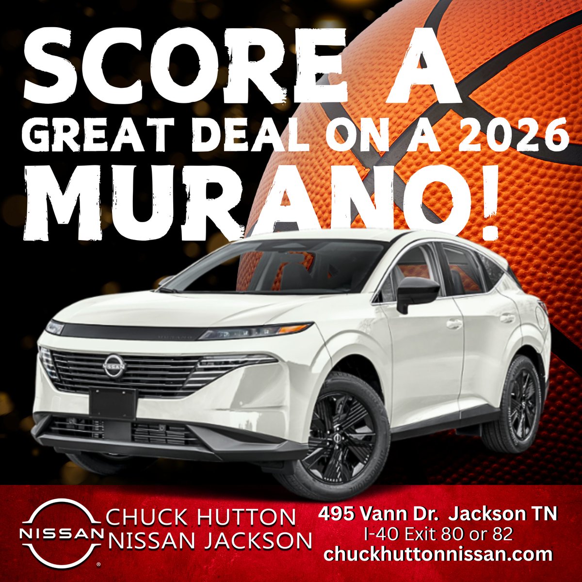 CHNissanJackson's tweet image. Score a great deal on a 2026 Nissan Murano at Chuck Hutton Nissan Jackson — style, comfort, and performance all in one smart play.

Don’t sit this one out — come see us and take yours home today!

#DriveAWinner #NissanMurano #GameTime #ChuckHuttonNissanJackson